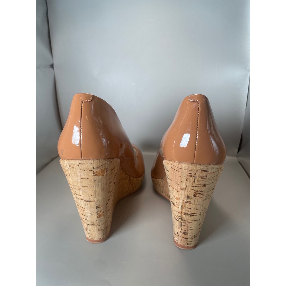 Vince Camuto Faran Tan Patent Leather Cork Wedge Platform Pump Heels 8.5M - Picture 3 of 7